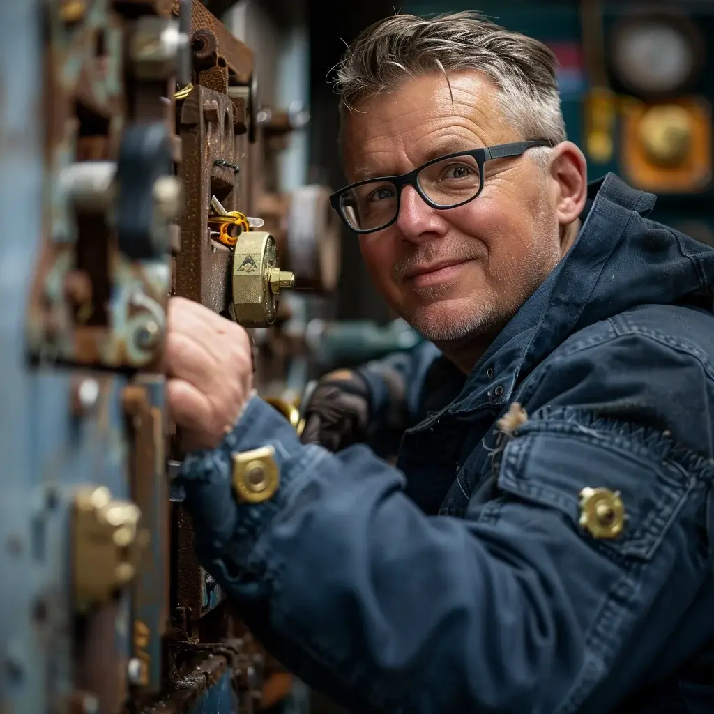 Ein fröhlicher Schlosser führt die Tresoröffnung in Viersen durch