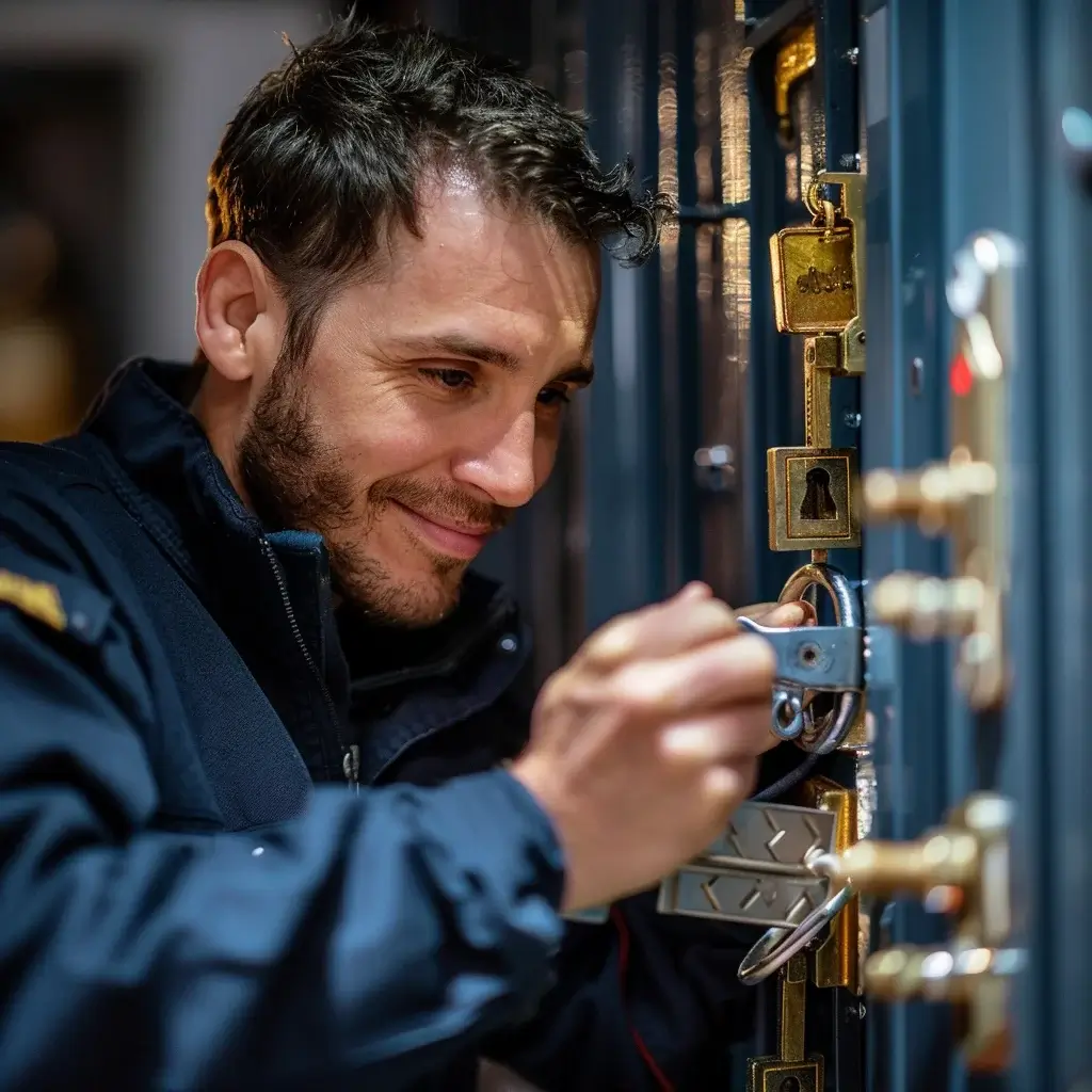 Ein fröhlicher Schlosser führt die Tresoröffnung in Viersen durch